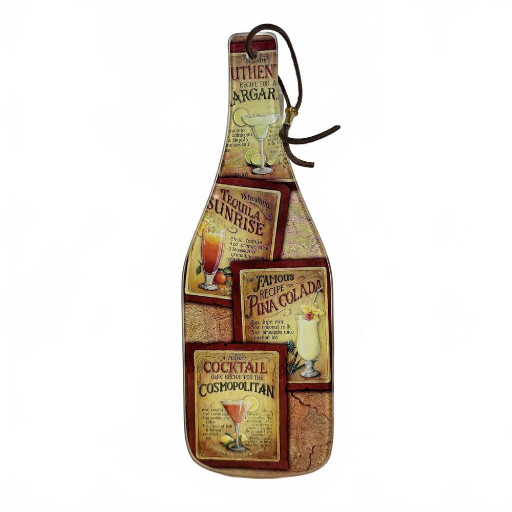 Wine Shaped Glass Cheese Board Trivet Hot Plate Tequila Sunrise Pina Colada‎